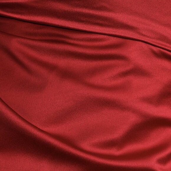 NWT Lulus Dreaming of Elegance Wine Red Satin One-Shoulder Maxi Dress - Picture 5 of 9